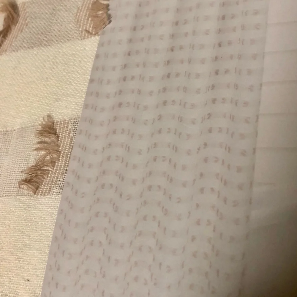 Sonoma Cream and Tan Striped With Frayed Edges Textured Shower Curtain